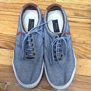 Polo Ralph Lauren Vaughn Colored Pony Sneakers Mens 8.5 Canvas Leather Lace Up